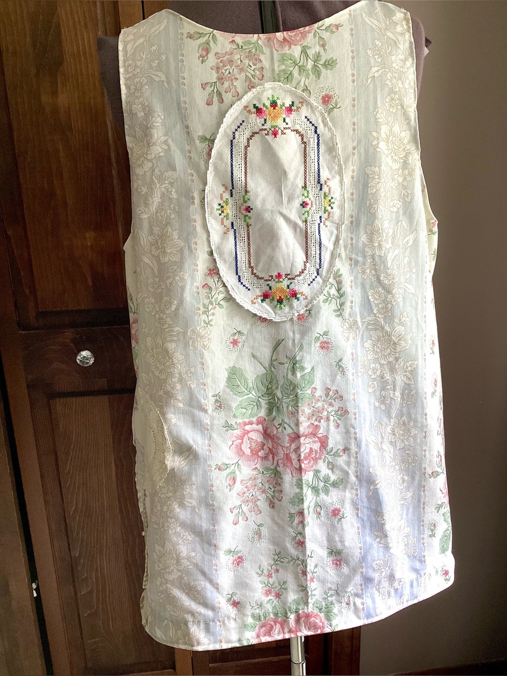 Handmade Patchwork Eyelet Tank Top OS Upcycled Reworked - Picture 6 of 15